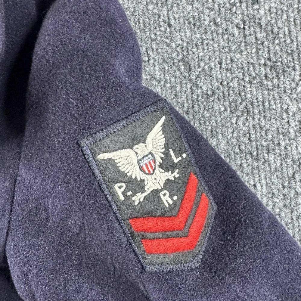 Polo Ralph Lauren Pea Coat Boys 8 Blue Wool Double Breasted Patch S815-0001
